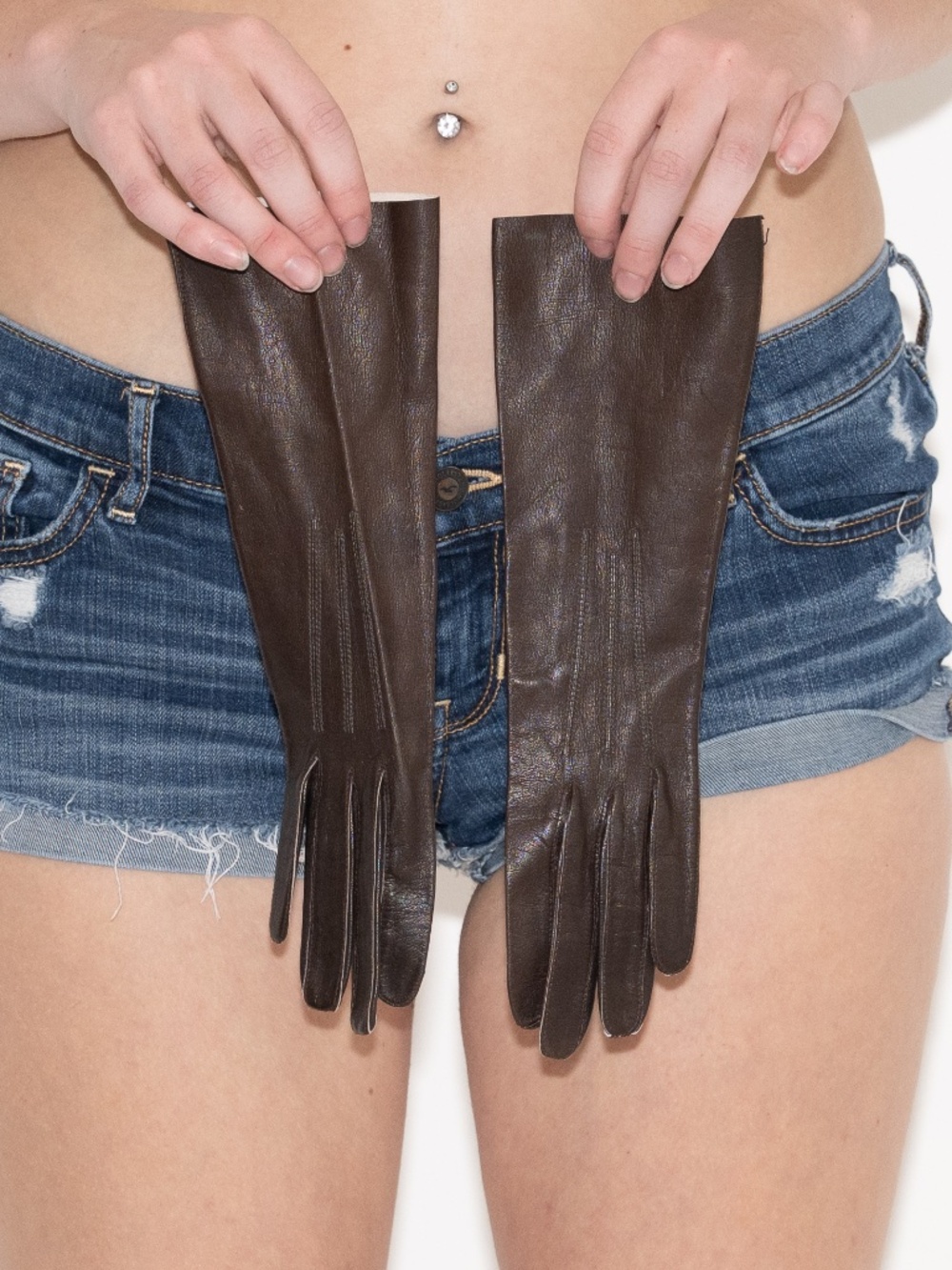 Vintage 1950s brown leather gloves size 6 3/4 glacekid leather